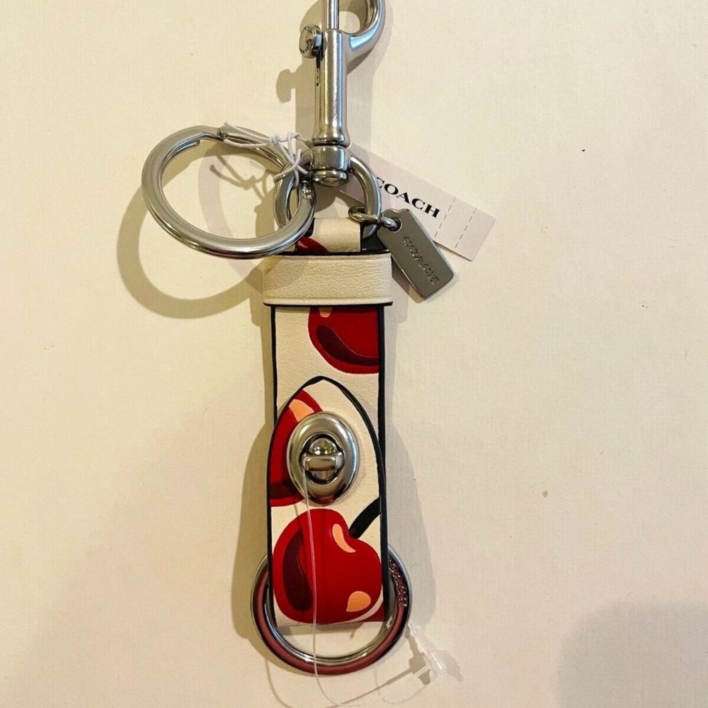Coach Cherry Print Keychain with Silver Hardware - Picture 6 of 11